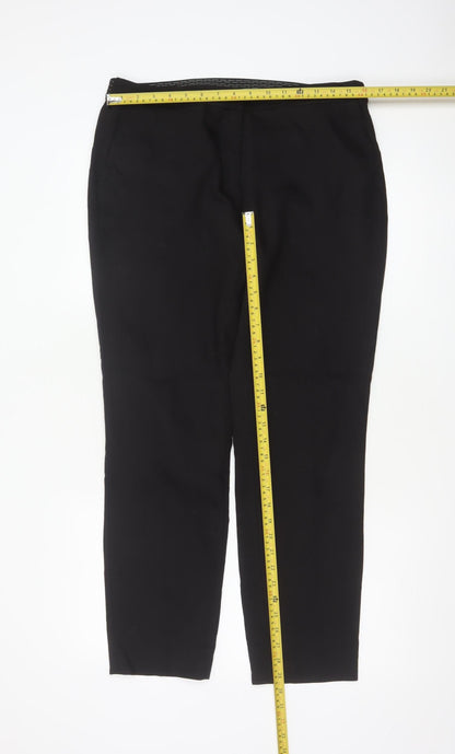 Zara Basic Women Black UK 16 Straight Leg Stretch Trousers