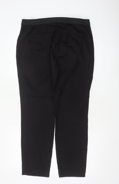 Zara Basic Women Black UK 16 Straight Leg Stretch Trousers