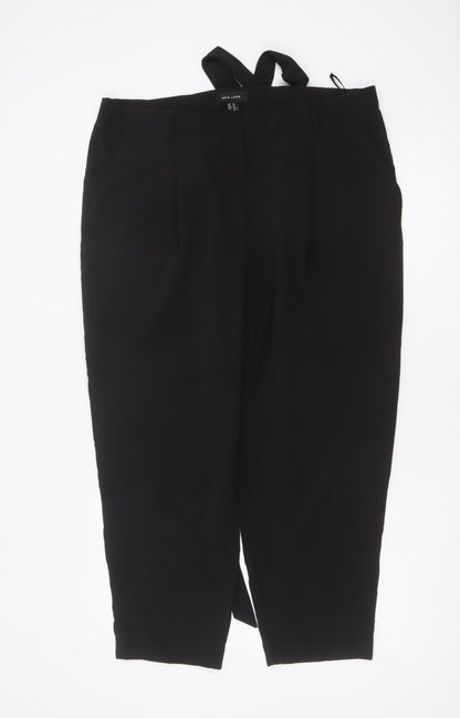 New Look Women’s Black UK 16 Tapered Tie Belt Dress Trousers
