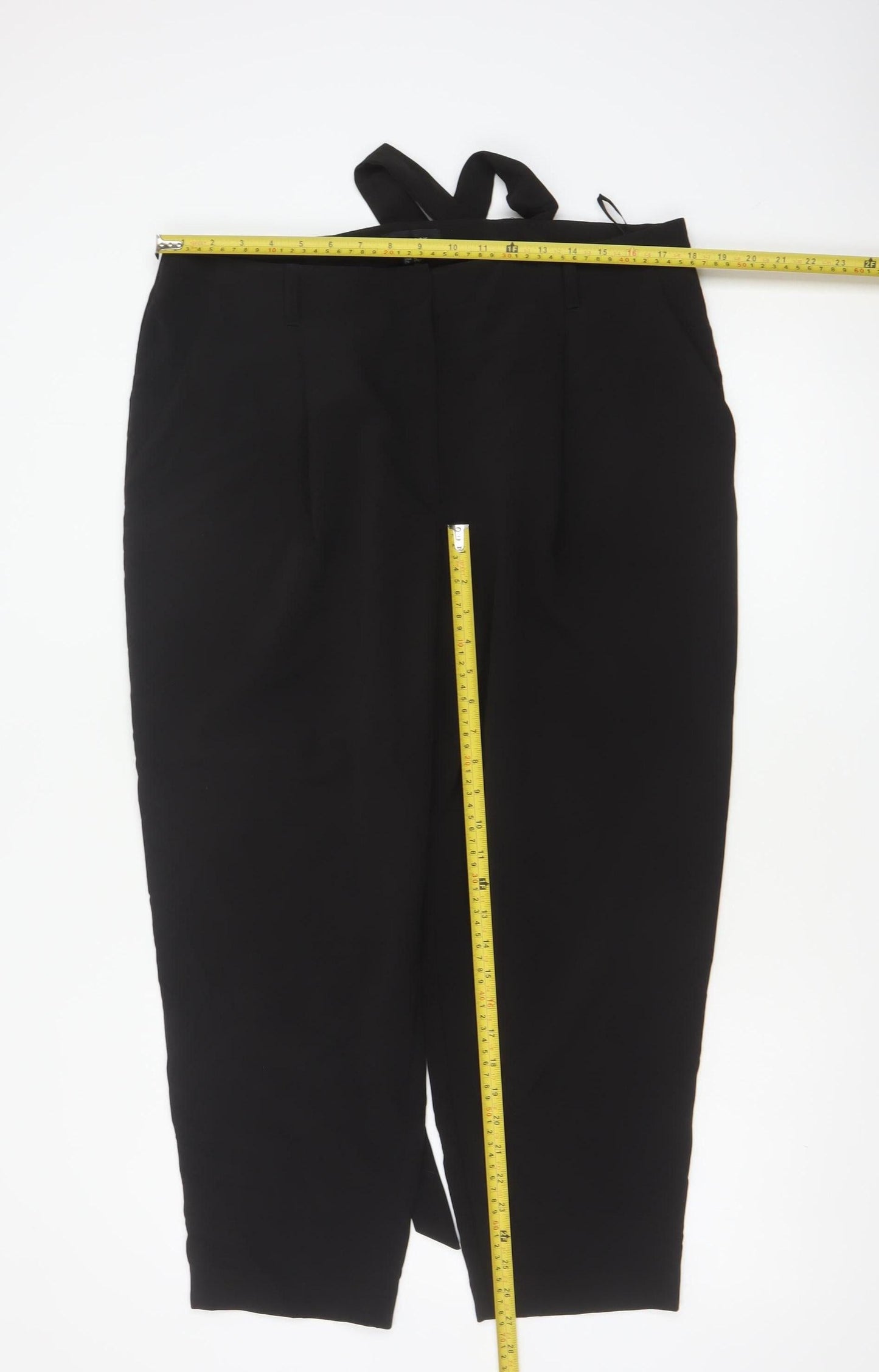 New Look Women’s Black UK 16 Tapered Tie Belt Dress Trousers