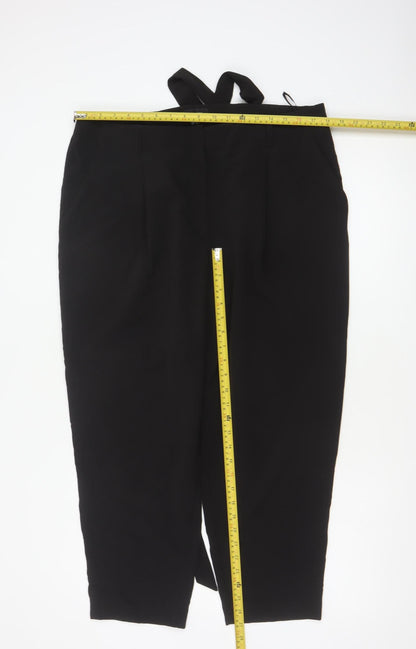 New Look Women’s Black UK 16 Tapered Tie Belt Dress Trousers