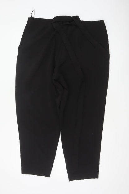 New Look Women’s Black UK 16 Tapered Tie Belt Dress Trousers