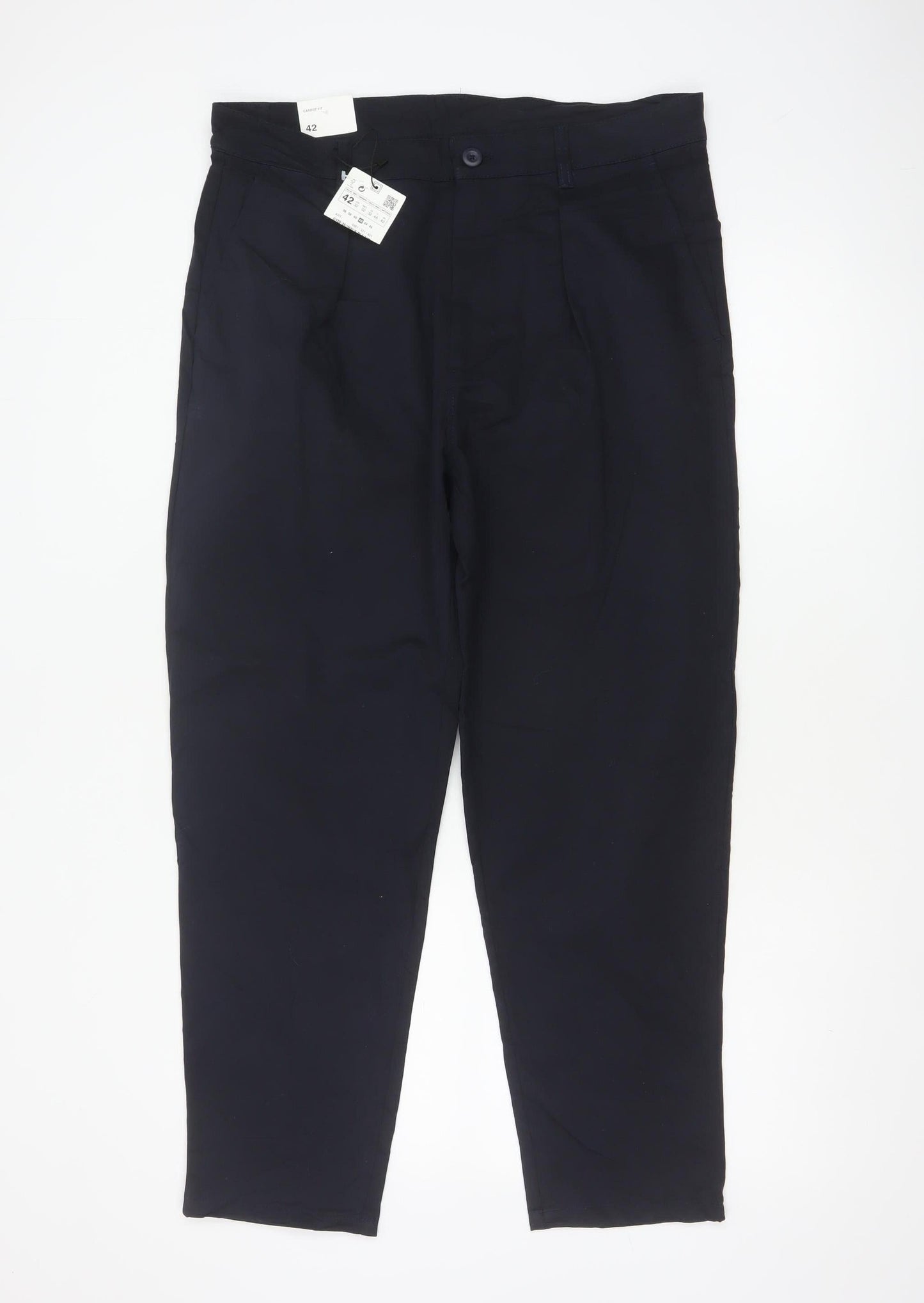 Zara Women Black UK 14 Carrot Fit Tapered Tailored Trousers