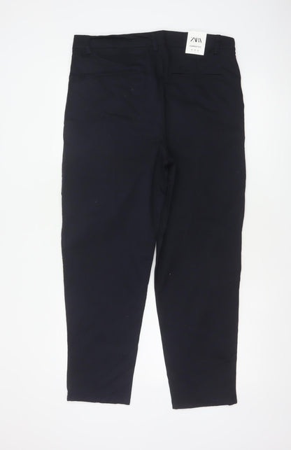 Zara Women Black UK 14 Carrot Fit Tapered Tailored Trousers