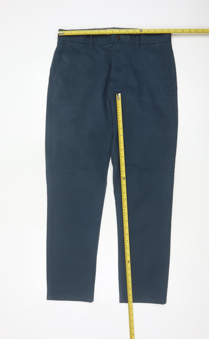 Next Men's Blue 32L Slim Stretch Chino Trousers Cotton