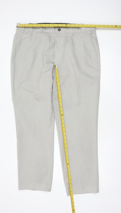 Marks & Spencer Men's Grey 40R Regular Fit Dress Trousers