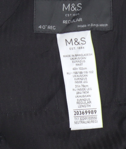 Marks & Spencer Men's Grey 40R Regular Fit Dress Trousers