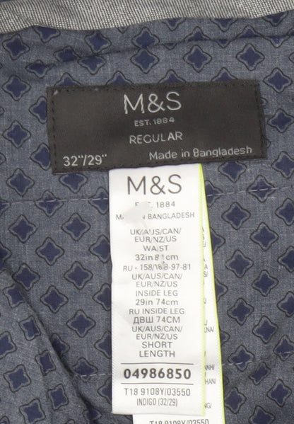 Marks and Spencer Men’s Blue 32/29 Regular Straight Chino Trousers