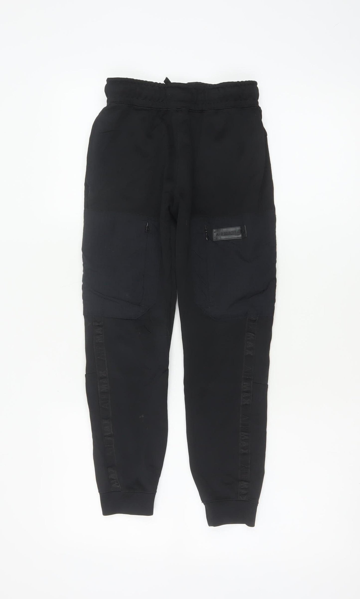 Nike Boys Black Air Max Jogger Trousers Size S 128-137cm Zip Pockets