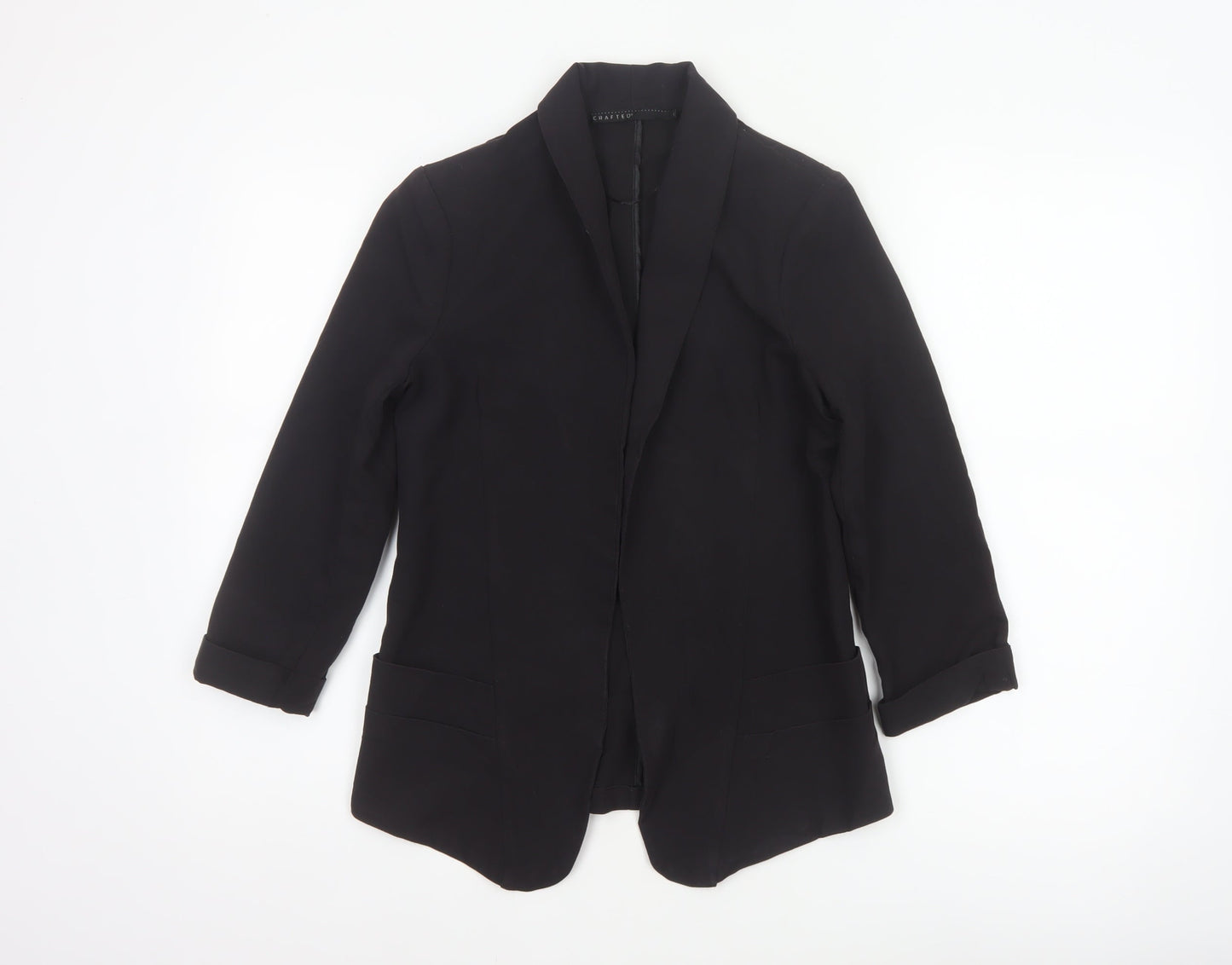 Crafted Women Black UK 6 Shawl Lapel Long Tuxedo Blazer