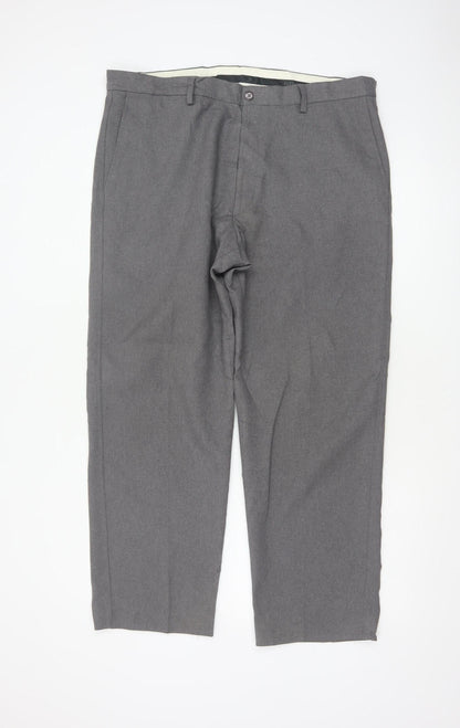 Farah Men’s Grey 36 W29 Straight Flat Front Dress Trousers
