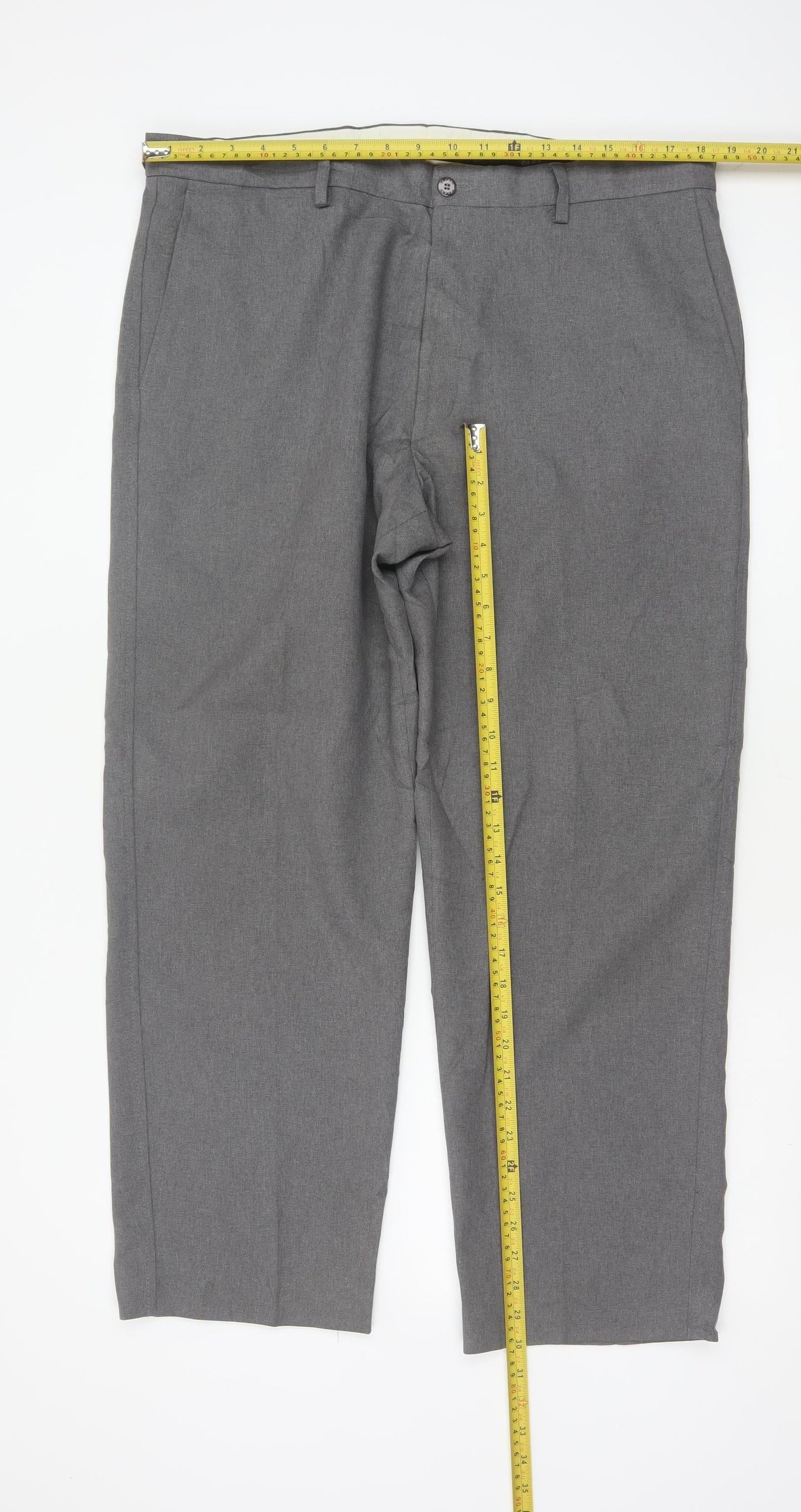 Farah Men’s Grey 36 W29 Straight Flat Front Dress Trousers
