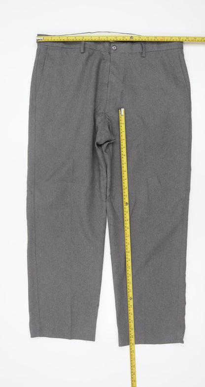 Farah Men’s Grey 36 W29 Straight Flat Front Dress Trousers
