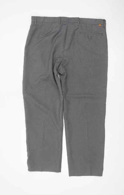 Farah Men’s Grey 36 W29 Straight Flat Front Dress Trousers