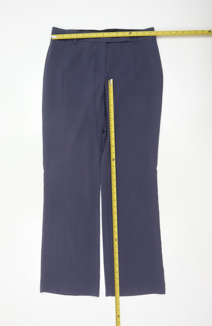 M&S Women’s Navy Blue UK 12 Straight Leg Stretch Work Trousers