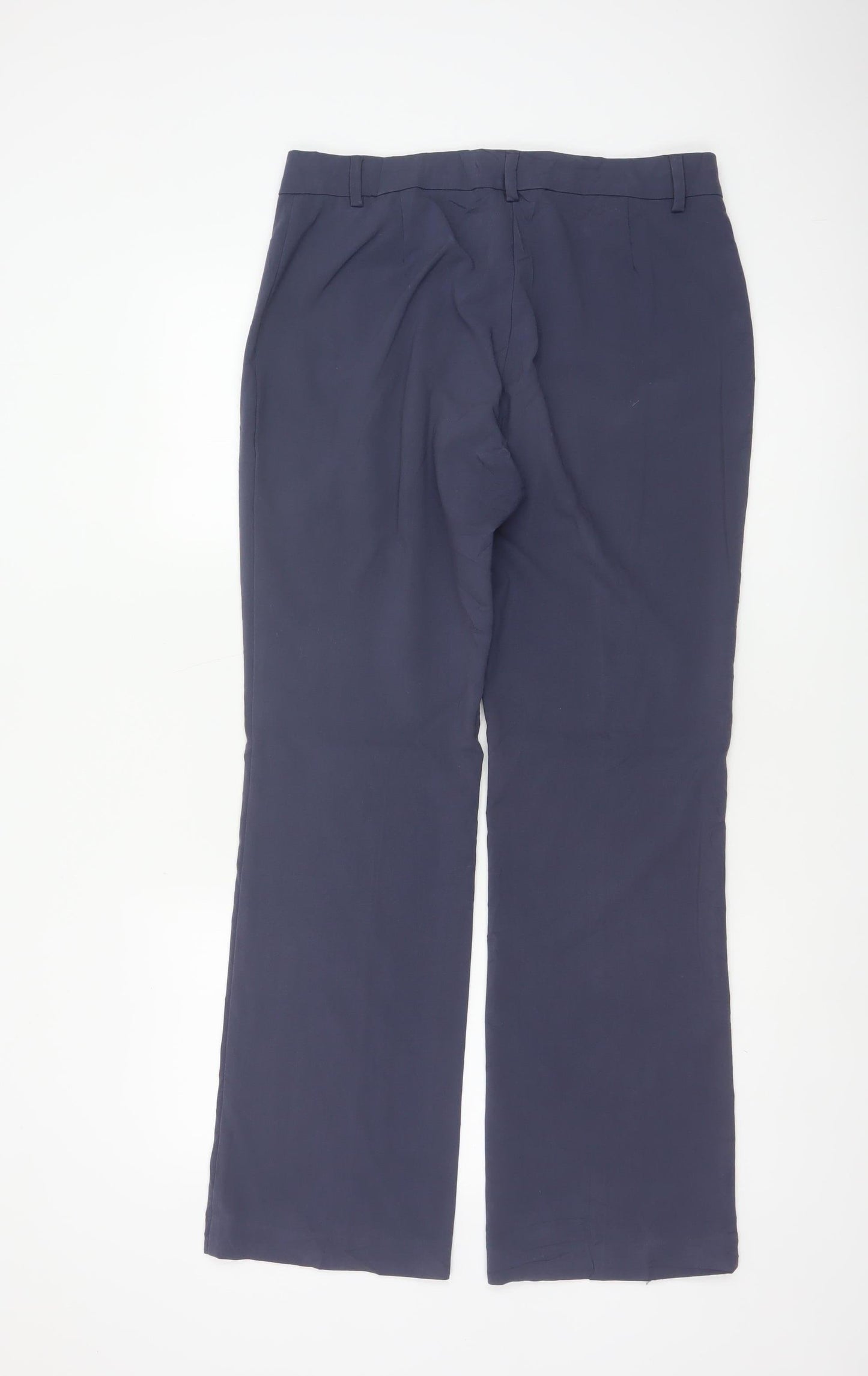 M&S Women’s Navy Blue UK 12 Straight Leg Stretch Work Trousers