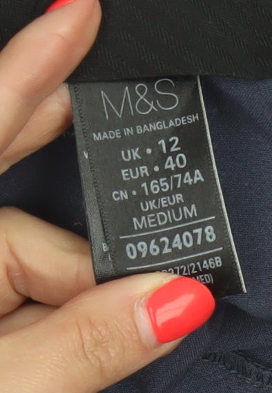 M&S Women’s Navy Blue UK 12 Straight Leg Stretch Work Trousers