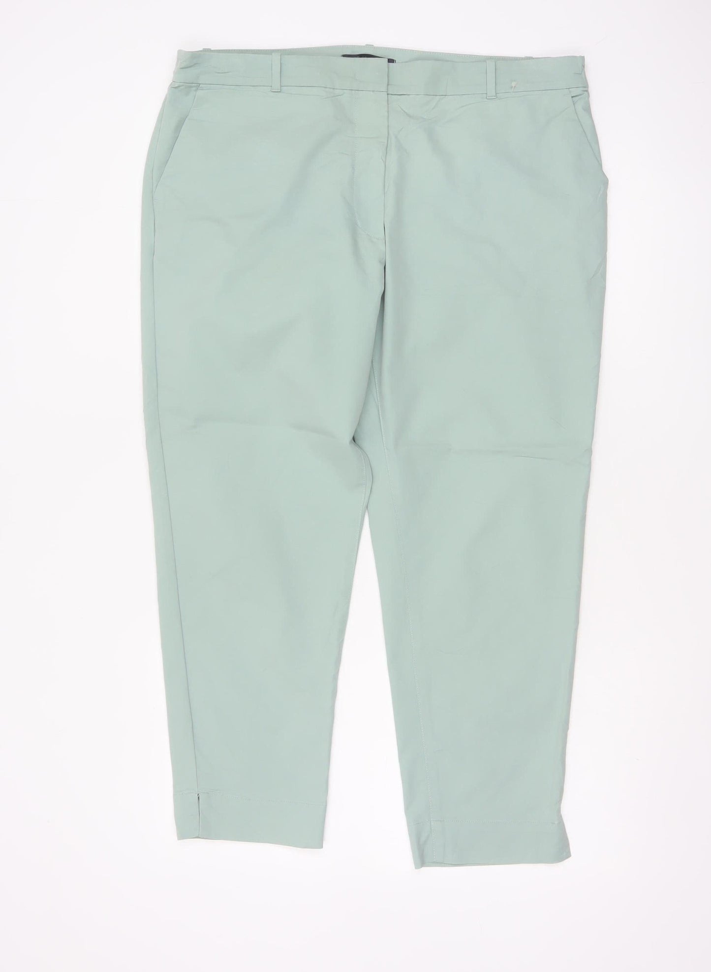 Marks and Spencer Women’s Sea Green UK 16 Short Tapered Chino Trousers