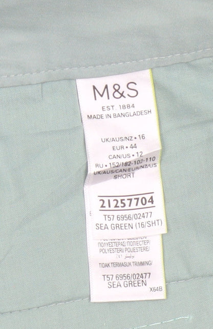 Marks and Spencer Women’s Sea Green UK 16 Short Tapered Chino Trousers