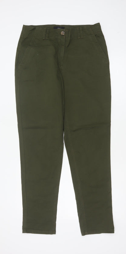 Next Women’s Green UK 12 Tall Slim Tapered Cotton Stretch Chino Trousers