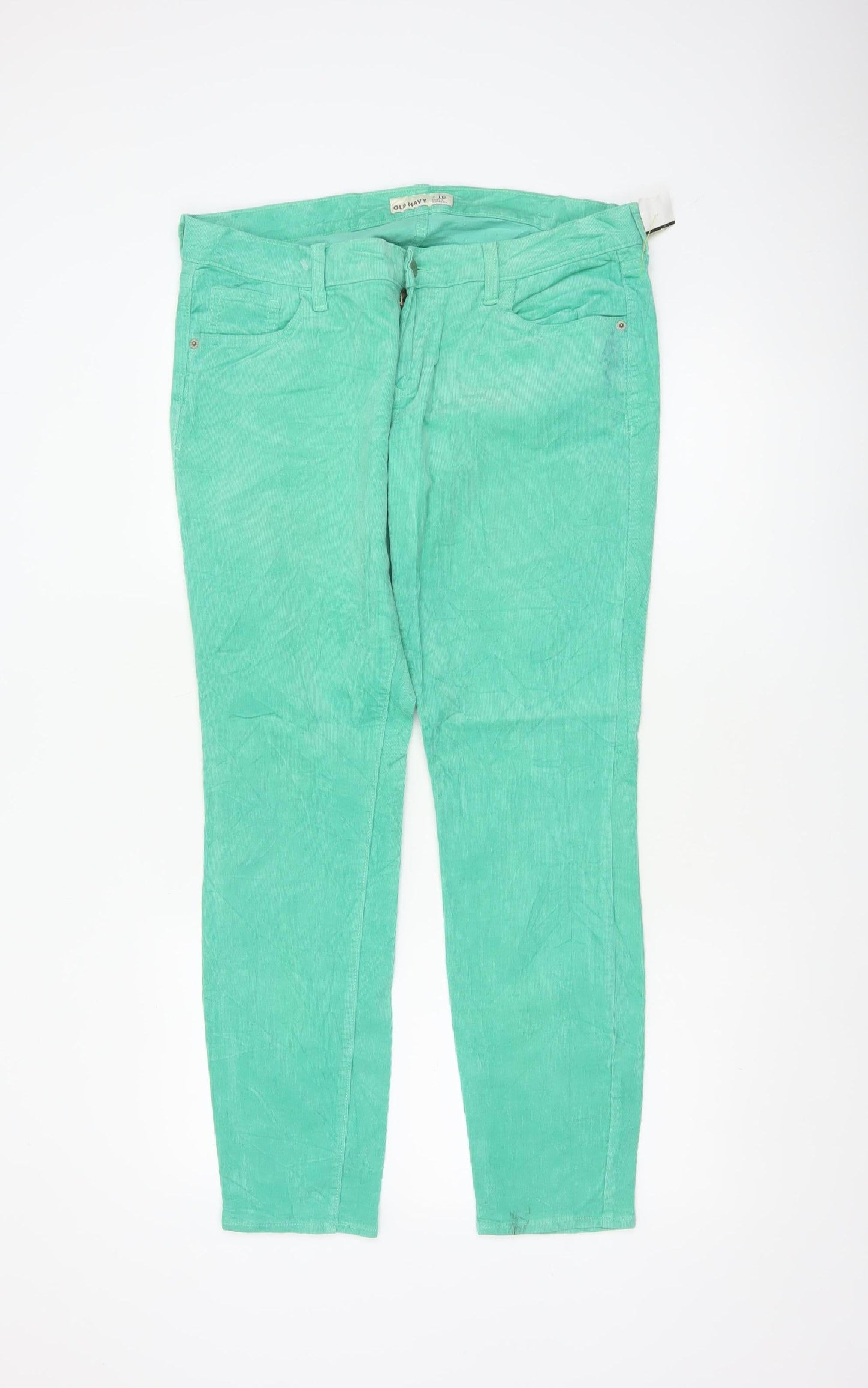 Old Navy Women's Green Corduroy Skinny Trousers Size 16