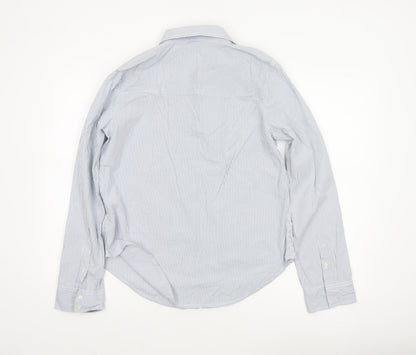 Abercrombie & Fitch Women Blue Stripe L Classic Cotton Button-Up Shirt