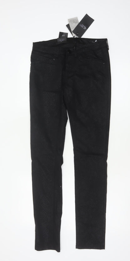 Fiveunits Women Black Animal Print Size 28 Oliva Skinny Trousers