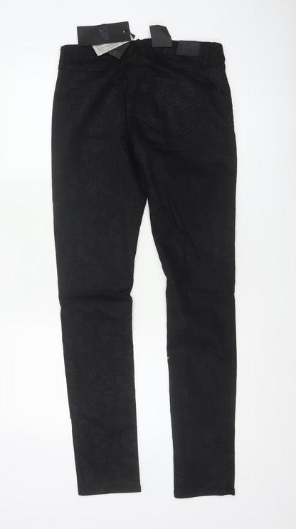 Fiveunits Women Black Animal Print Size 28 Oliva Skinny Trousers