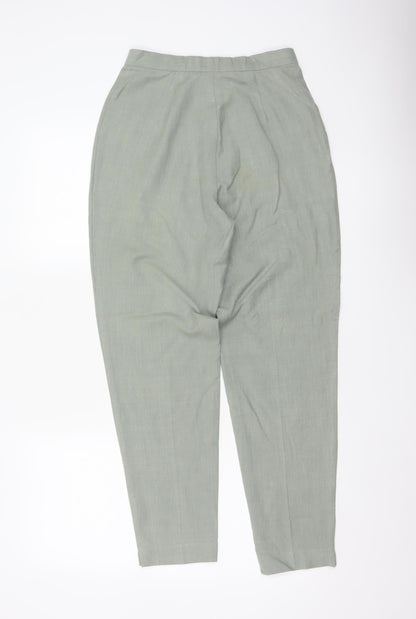 St Michael Marks & Spencer Women Green UK 10 Linen Blend Tapered Trousers