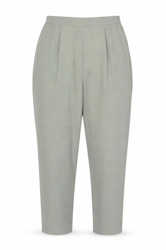 St Michael Marks & Spencer Women Green UK 10 Linen Blend Tapered Trousers
