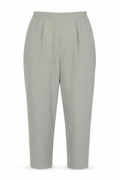 St Michael Marks & Spencer Women Green UK 10 Linen Blend Tapered Trousers