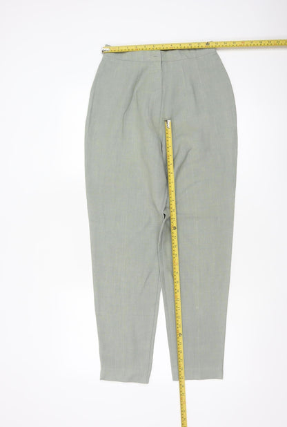 St Michael Marks & Spencer Women Green UK 10 Linen Blend Tapered Trousers