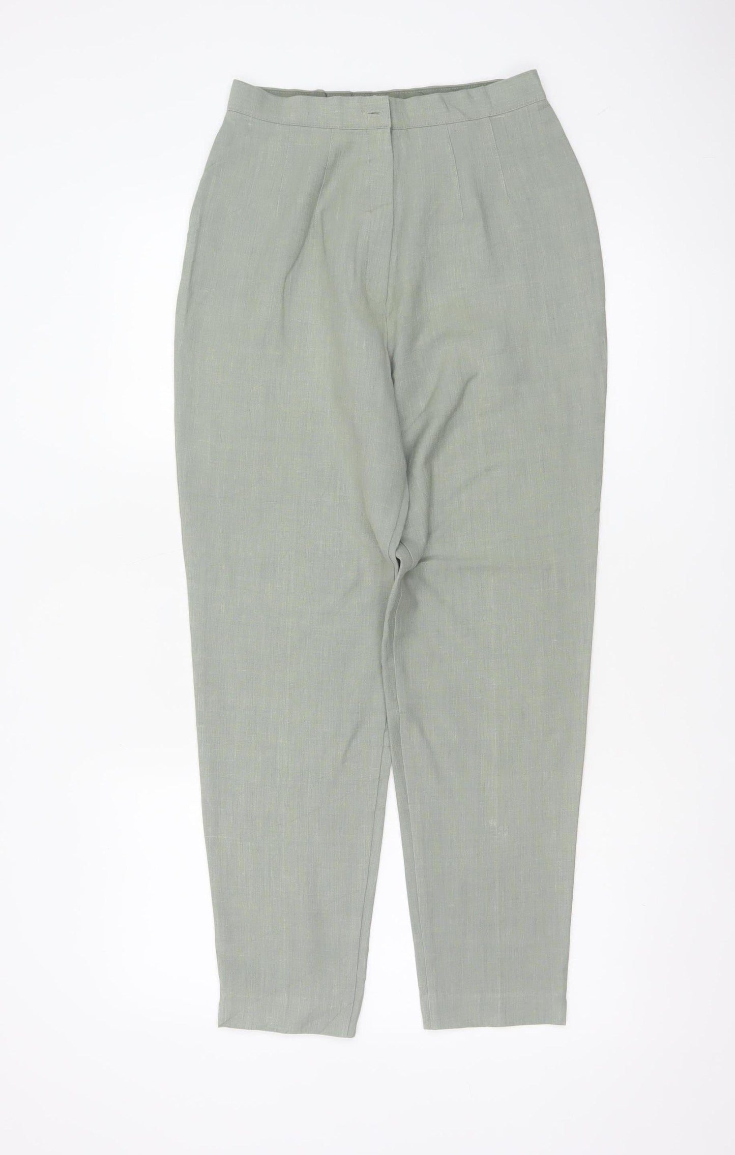 St Michael Marks & Spencer Women Green UK 10 Linen Blend Tapered Trousers
