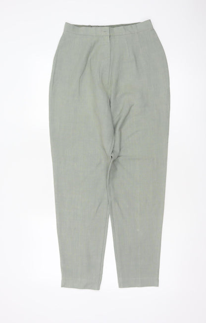 St Michael Marks & Spencer Women Green UK 10 Linen Blend Tapered Trousers
