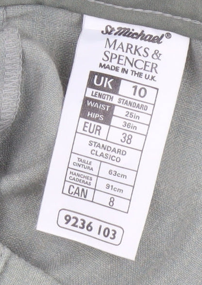 St Michael Marks & Spencer Women Green UK 10 Linen Blend Tapered Trousers
