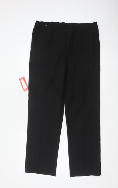 M&S Men’s Black 36in Classic Straight Formal Dress Trousers New