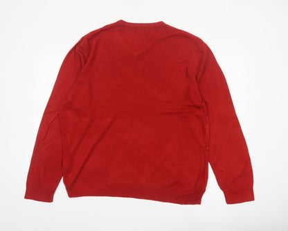 Blue Harbour Men’s Red 2XL V-Neck Acrylic Knit Pullover Jumper