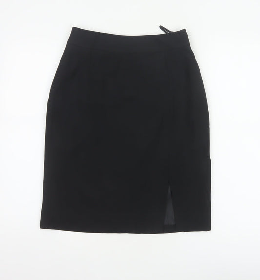 Woolworths Women Black UK 10 Knee Length Pencil Skirt Lined Slit