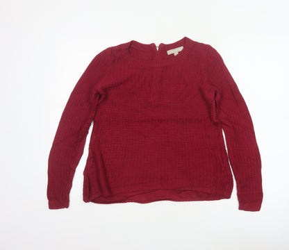 Banana Republic Women Red XS Petite Chunky Knit 1/4 Zip Jumper