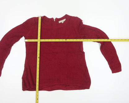 Banana Republic Women Red XS Petite Chunky Knit 1/4 Zip Jumper