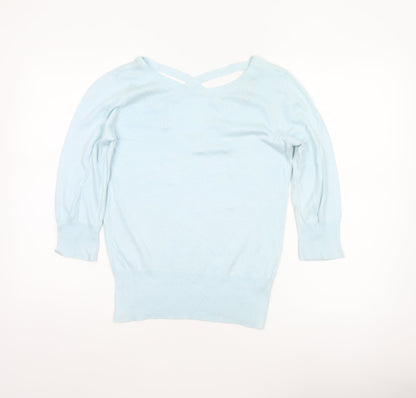 Dorothy Perkins Women Blue UK 10 Pullover V Back Knit Jumper