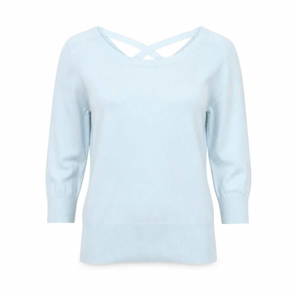 Front view of Dorothy Perkins Women Blue UK 10 Pullover V Back Knit Jumper