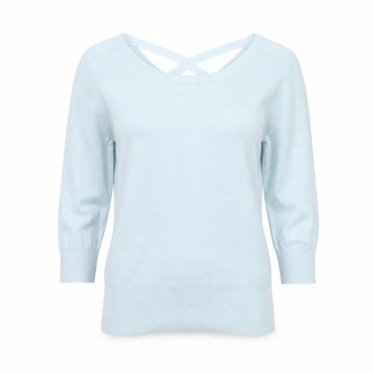 Front view of Dorothy Perkins Women Blue UK 10 Pullover V Back Knit Jumper