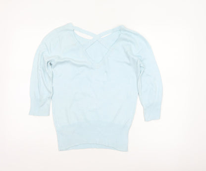 Dorothy Perkins Women Blue UK 10 Pullover V Back Knit Jumper
