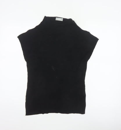 Wallis Women Black UK 12 Sleeveless High Neck Knit Jumper Vest Stretch
