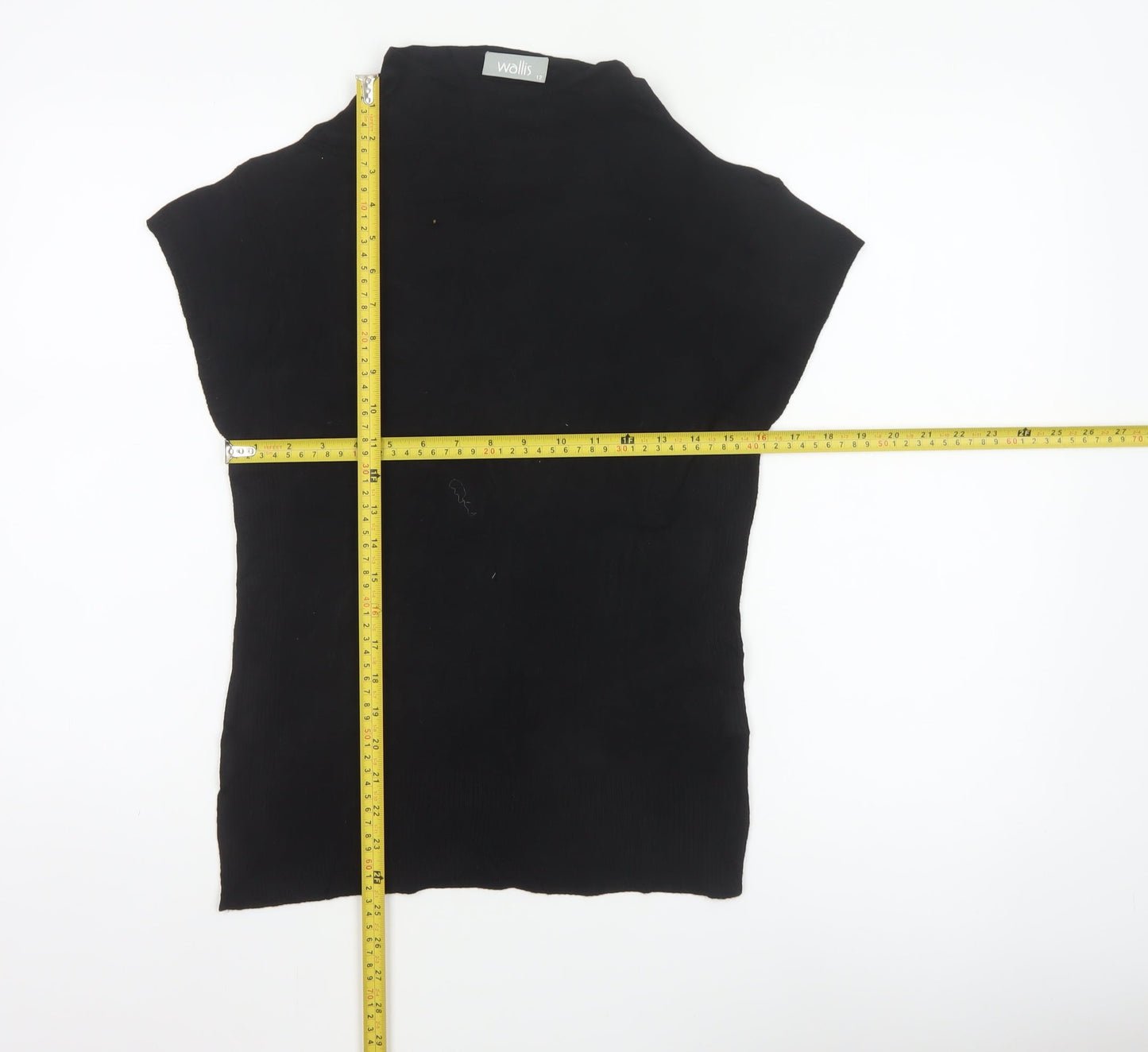 Wallis Women Black UK 12 Sleeveless High Neck Knit Jumper Vest Stretch