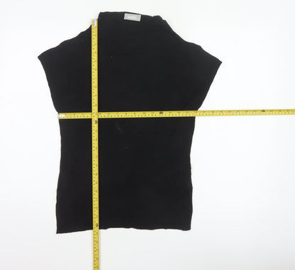 Wallis Women Black UK 12 Sleeveless High Neck Knit Jumper Vest Stretch