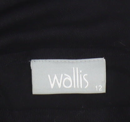 Wallis Women Black UK 12 Sleeveless High Neck Knit Jumper Vest Stretch