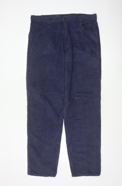 Linea Jeans Men's Blue 38L Cotton Blend Straight Trousers