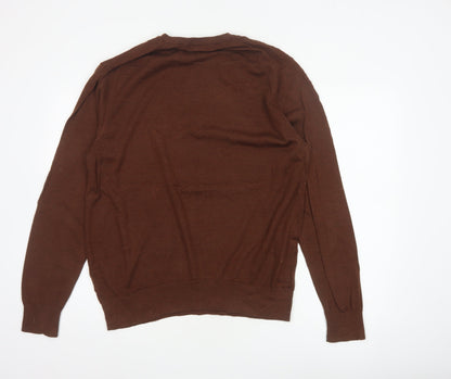 Uniqlo Men’s Brown L 100% Wool Crew Neck Pullover Jumper